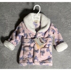 Jessica Simpson Baby Girls Size 0-9 Months 2 Pc Bath Robe and Slippers Set